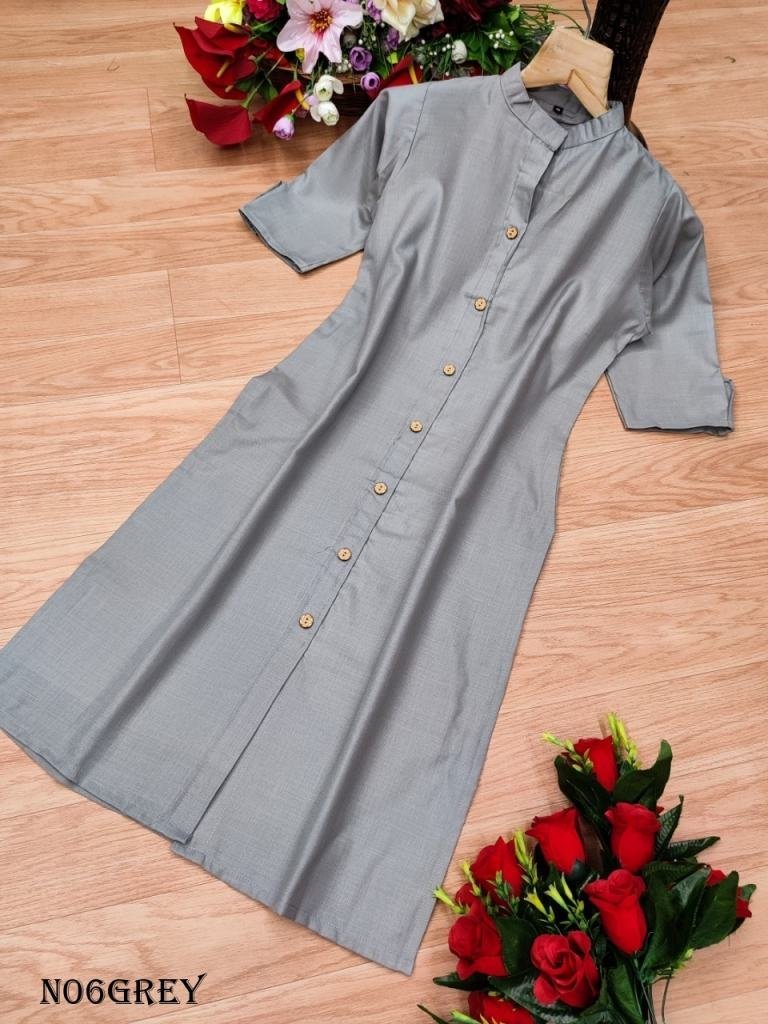 grey fancy wooden button with 1719485870 Grey Fancy Wooden Button With Pocket Rubi Cotton Kurti