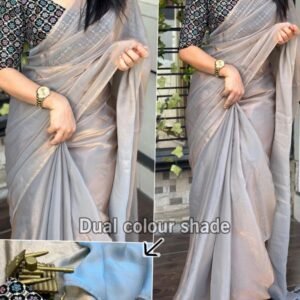 Grey New Collection Party Wear Pure Liquid Satin Saree