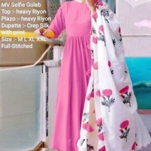 Gulab Rayon Pink Kurti Plazzo Dupatta Set