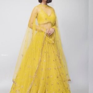 Haldi Special Double Layer Sequence Yellow Lehenga