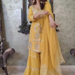 Haldi Wear Real Mirror Work Palazzo Suit