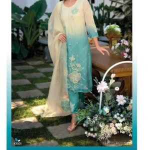 Hand Work Sky Blue Colour Kurti Pant Dupatta by Suroor Kailee Fashion