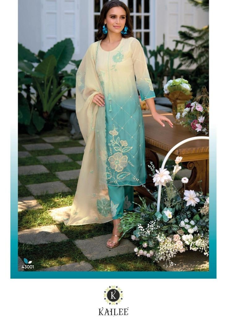 hand work sky blue colour kurt 1744807496 Hand Work Sky Blue Colour Kurti Pant Dupatta by Suroor Kailee Fashion