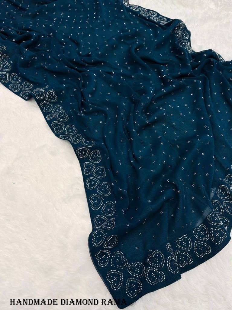 handmade diamond seroquacy wor 1717415877 Handmade Diamond Siroski Work Rama Saree