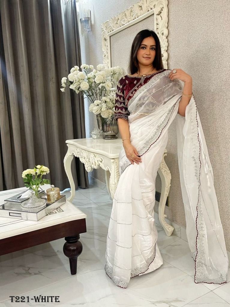 handwork white pure zimmy choo 1720786610 Handwork White Pure Jimmy Choo Satin Saree