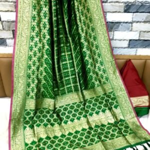 Heavy Banarasi Weaving Silk Green Saree and Blouse