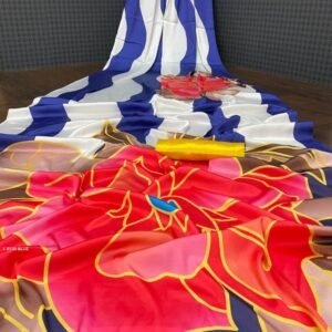 Heavy Devsena Blue Soft Silk 4D Effect Digital Print Saree