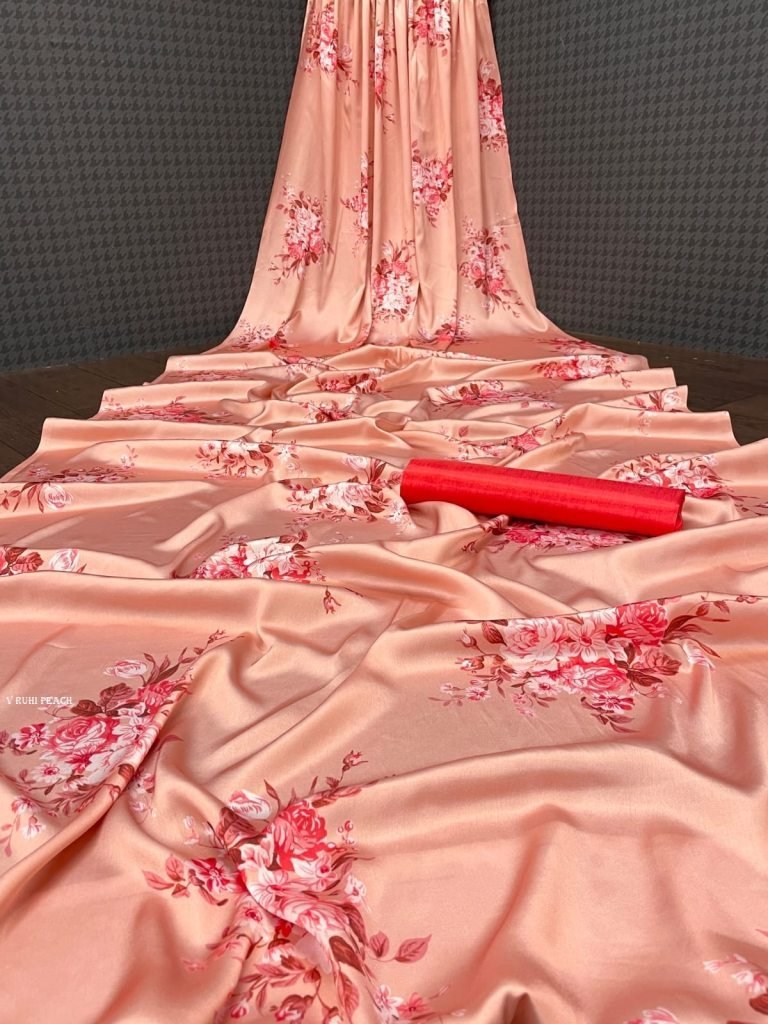 heavy devsena peach soft silk 1716813856 Heavy Devsena Peach Soft Silk 4D Effect Digital Print Saree