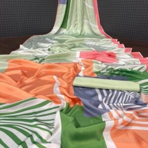 Heavy Devsena Pista Soft Silk 4D Effect Digital Print Saree