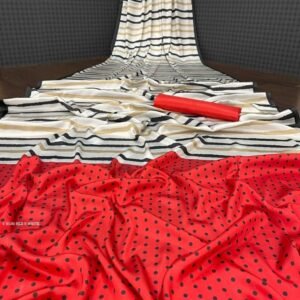 Heavy Devsena Red and White Soft Silk 4D Effect Digital Print Saree