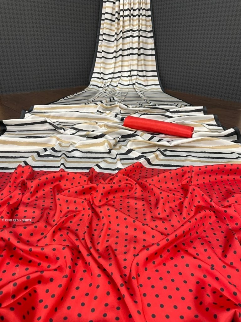 heavy devsena red and white so 1716813323 Heavy Devsena Red and White Soft Silk 4D Effect Digital Print Saree