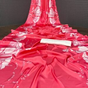 Heavy Devsena Tomato Pink Soft Silk 4D Effect Digital Print Saree