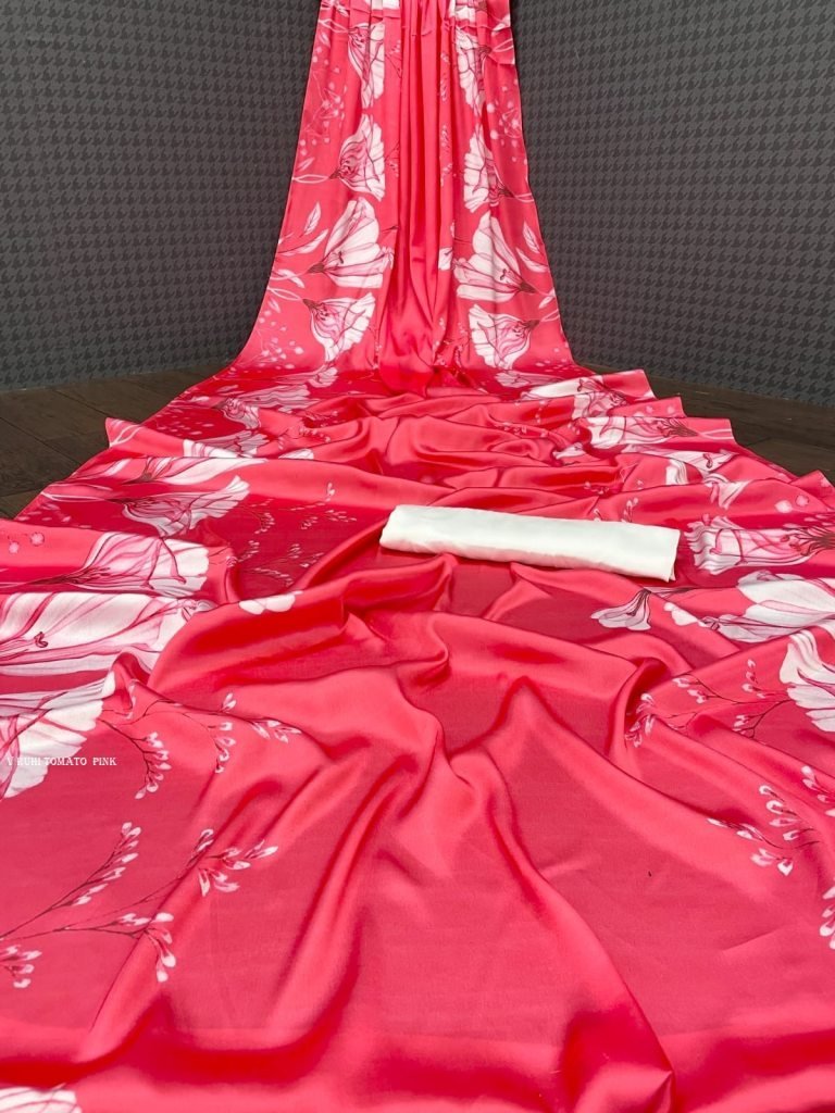 heavy devsena tomato pink soft 1716813184 Heavy Devsena Tomato Pink Soft Silk 4D Effect Digital Print Saree