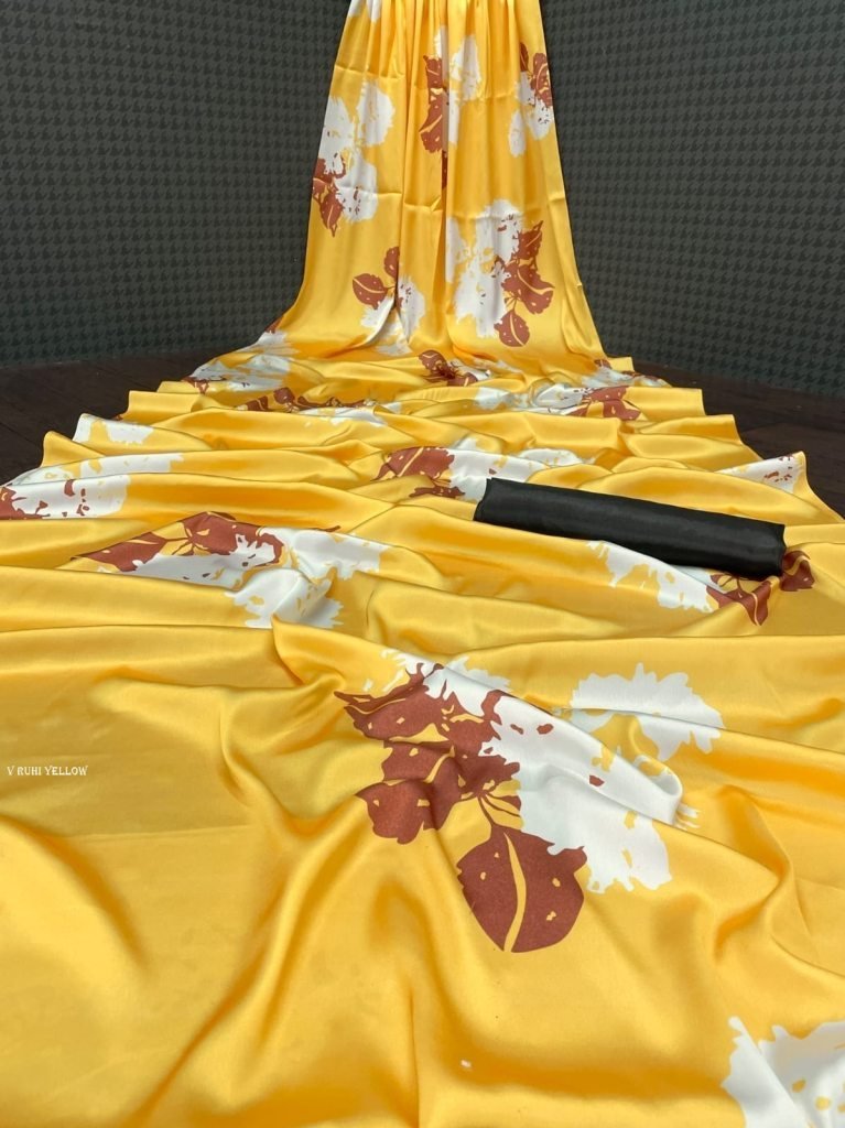 heavy devsena yellow soft silk 1716813132 Heavy Devsena Yellow Soft Silk 4D Effect Digital Print Saree