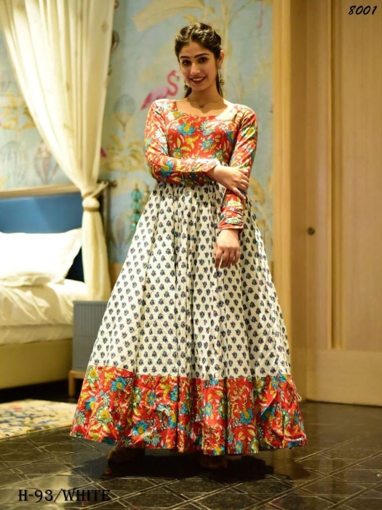 heavy digital printed cotton s 1725095670 Heavy Digital Printed Cotton Silk White Long Gown