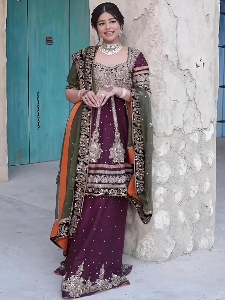 heavy embroidery georgette sha 1742042953 Heavy Embroidery Georgette Sharara Suit