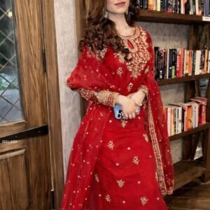 Heavy Embroidery Organza Silk Kurti Set For Wedding