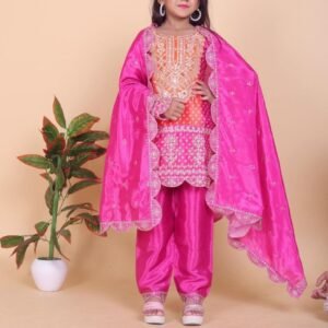 Heavy Embroidery Sequence Work Kid Top Bottom And Dupatta Set