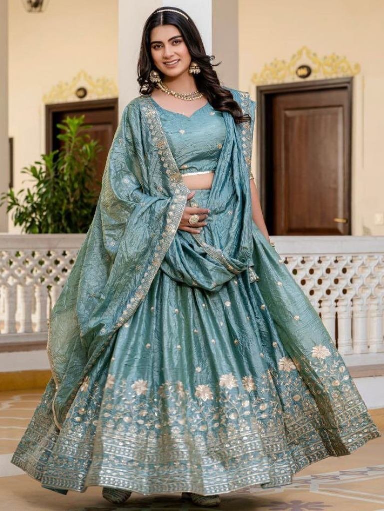 heavy embroidery work sky blue 1767348067 Heavy Embroidery Work Sky Blue Colour Lehenga Choli Set