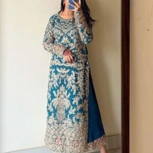 Heavy Georgette Diamond Handwork Rama Color Palazzo Set