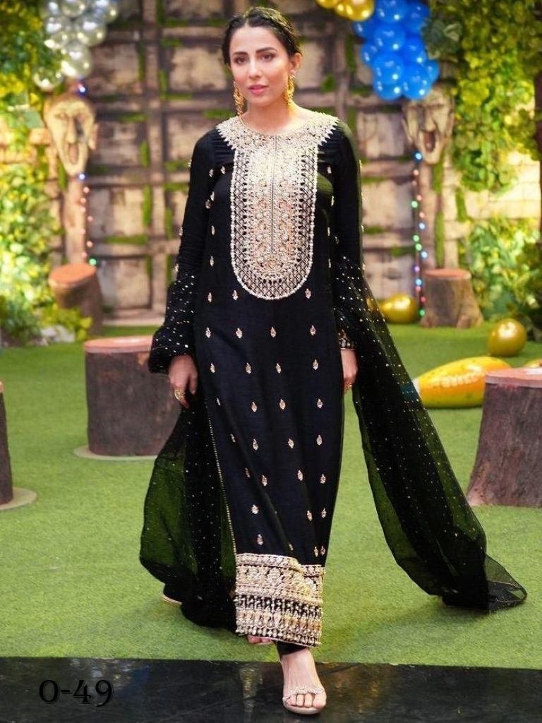 heavy georgette embroidery wor 1723284108 Heavy Georgette Embroidery Work Black Kurti Palazzo Set