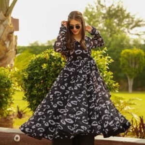 Heavy Georgette Silk Long Gown With Digital Printed Work