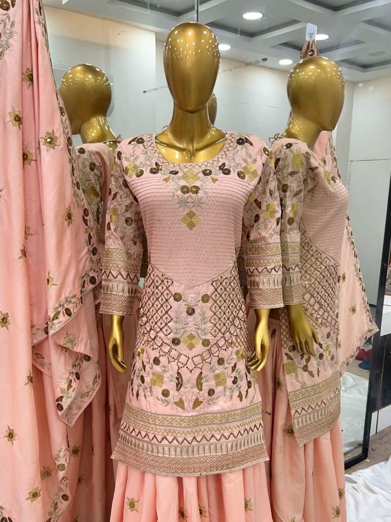 heavy jalpari cotton cream col 1744287183 Heavy Jalpari Cotton Cream Colour Palazzo Suit