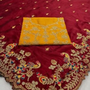 Heavy Rangoli Silk Red Saree