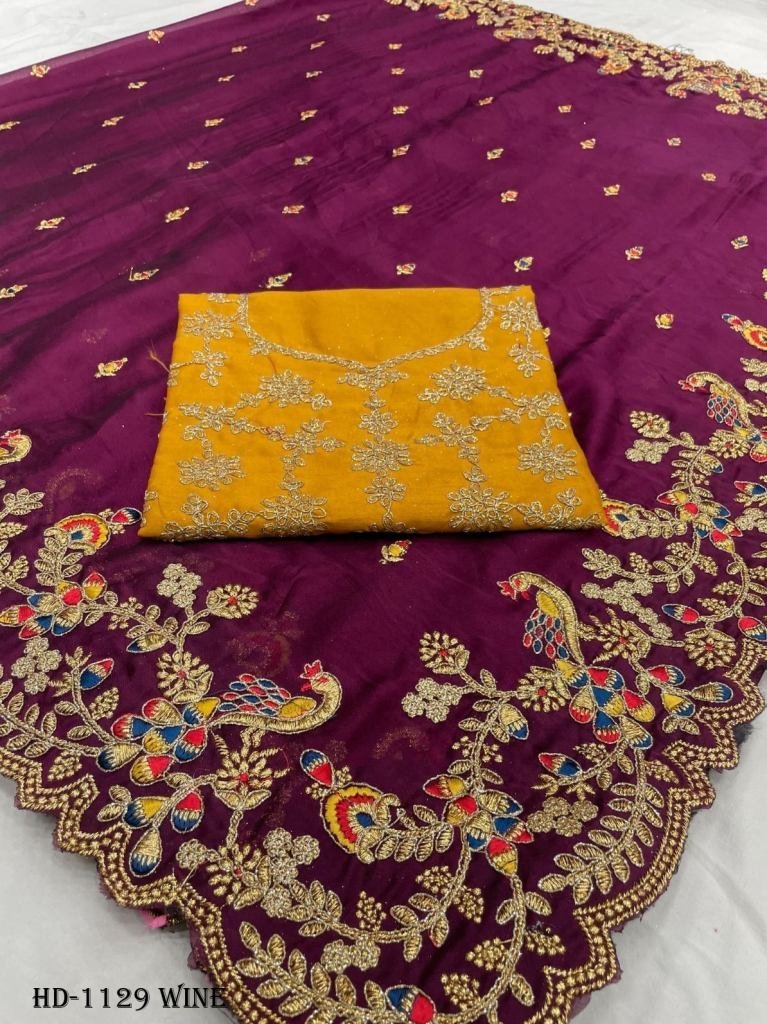 heavy rangoli silk wine saree 1716900633 Heavy Rangoli Silk Wine Saree