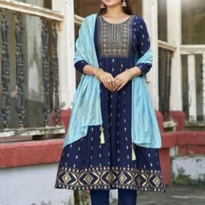 Heavy Rayon Embroidery Work 3 Pices Catalog By Blue Hill