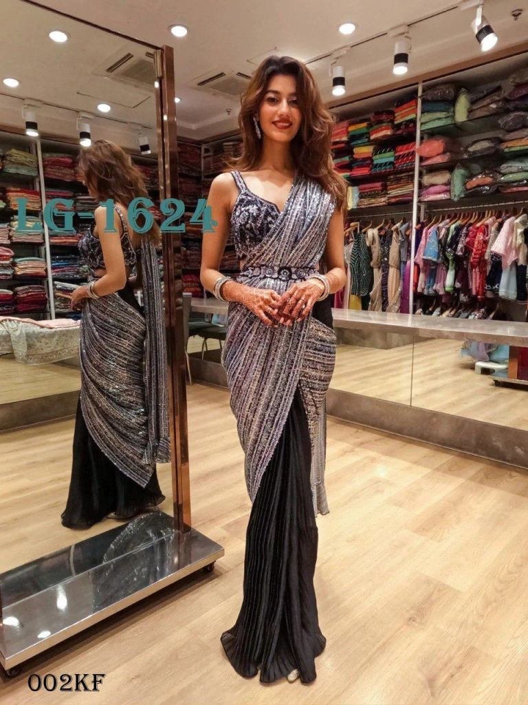 heavy saburi silk sequence emb 1719325260 Heavy Saburi Silk Sequence Embroidered Designer Saree With Blouse