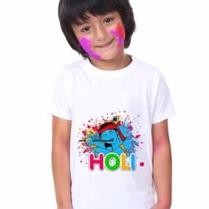 Holi Print Soft Lycra T shirt For Kids