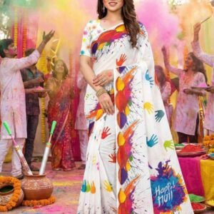Holi Special Colorful Saree With Happy Holi Print