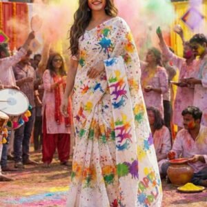 Holi Special Colourful Saree For Women