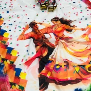Holi Special Festive Digital Print Saree With Blouse