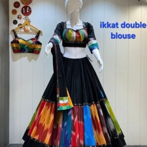 Ikkat Cotton Chaniya Choli 8Meter Flare With Gamthi Work