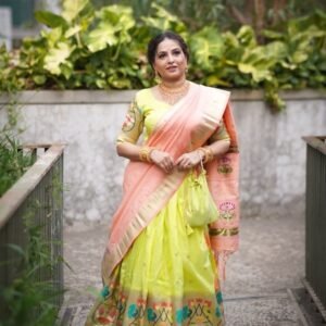 Indian Beautiful Pista Green Jacquard Silk Lehenga Choli