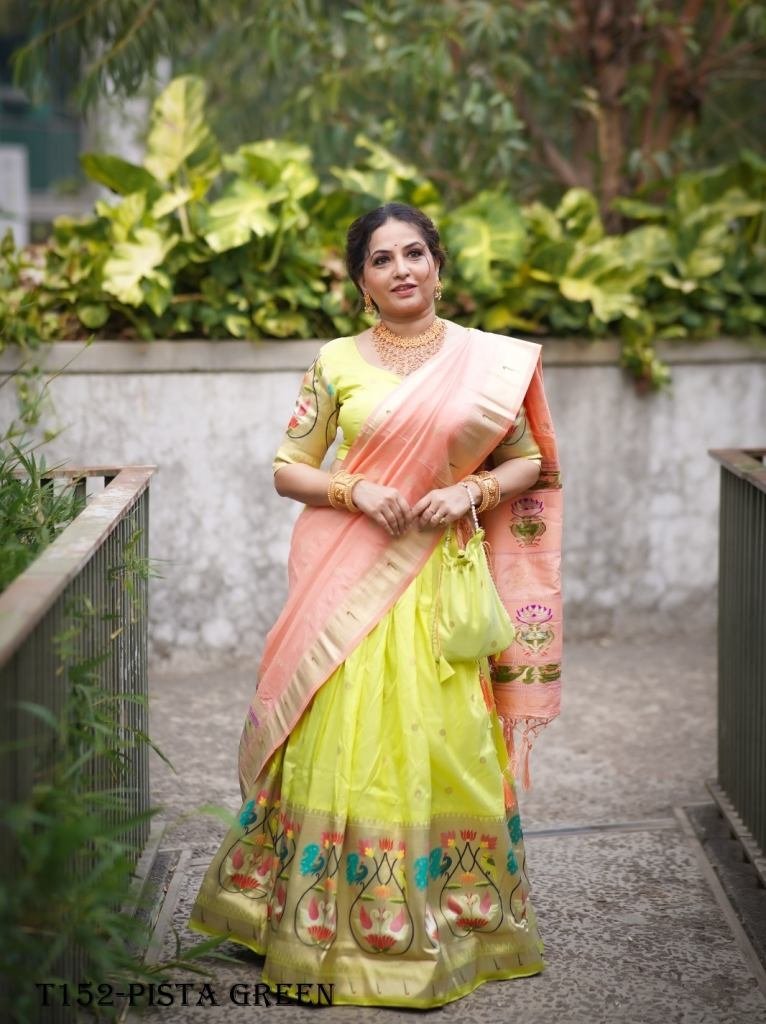 indian beautiful pista green j 1719825255 Indian Beautiful Pista Green Jacquard Silk Lehenga Choli