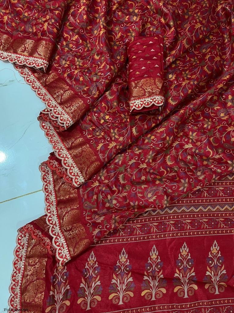 indian designer maroon tussar 1719571541 Indian Designer Maroon Tussar Silk Saree Saree