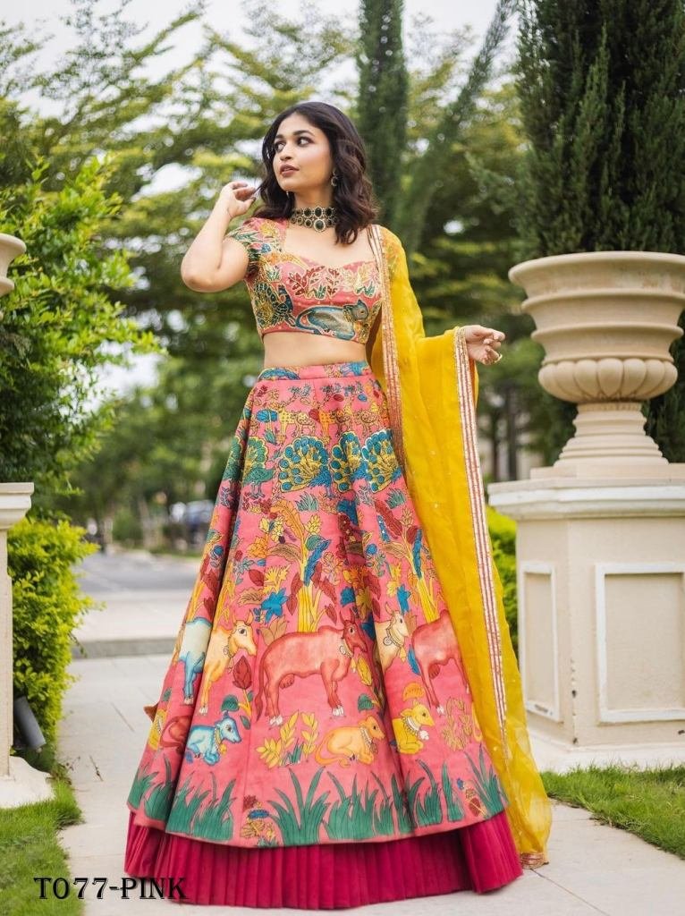indian designer pink chion leh 1718603494 Indian Designer Pink Chinon Lehenga Choli With Embroidery Work