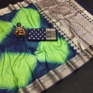 Indian Wear Green Silk Digital Printed Minakari Saree