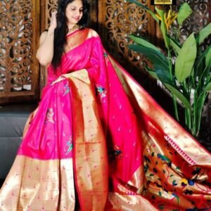 Indian Wear Magenta Kanjivaram Silk Paithani Saree