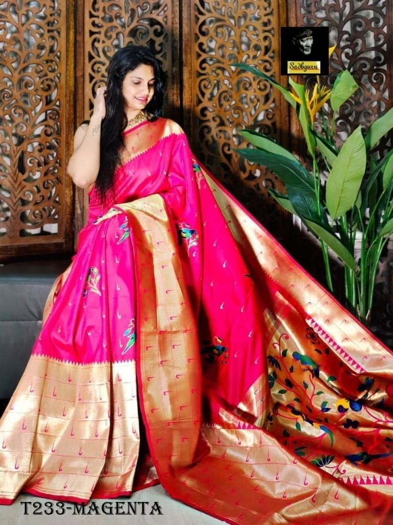 indian wear magenta kanjivaram 1721023336 Indian Wear Magenta Kanjivaram Silk Paithani Saree