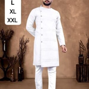 Indian Wear White Ruby Cotton Men Kurta With Pajama