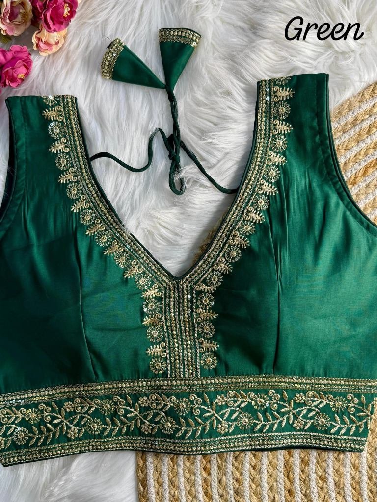 indian wedding green embroider 1735729560 Indian Wedding Green Embroidery Work Readymade Blouse