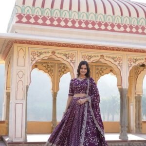 Indian Wine Pure Viscose Lehenga Choli With Dupatta