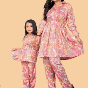 Introducing New Peach Colour Mother daughter Combo