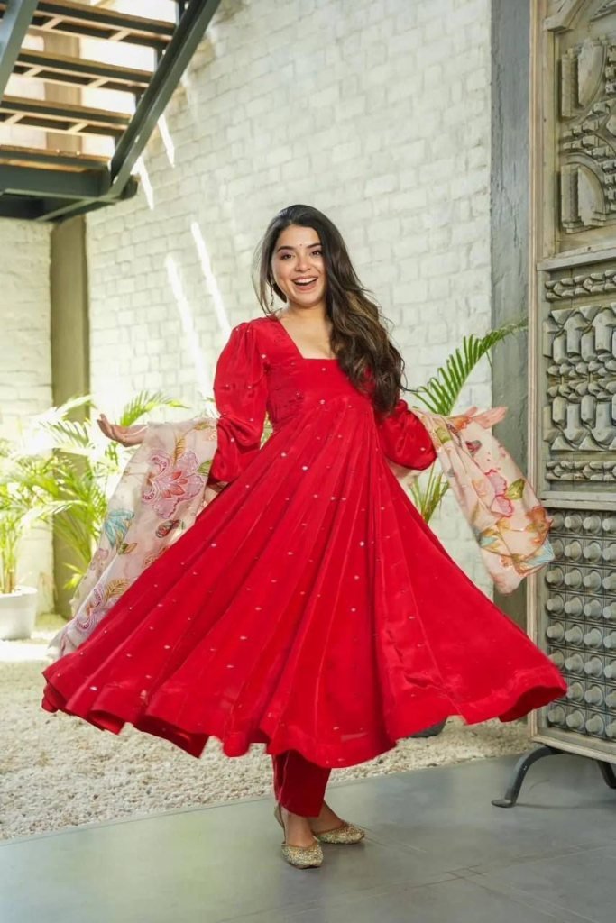 introducing our striking red g 1733308096 Introducing Our Striking Red Georgette Suit Set