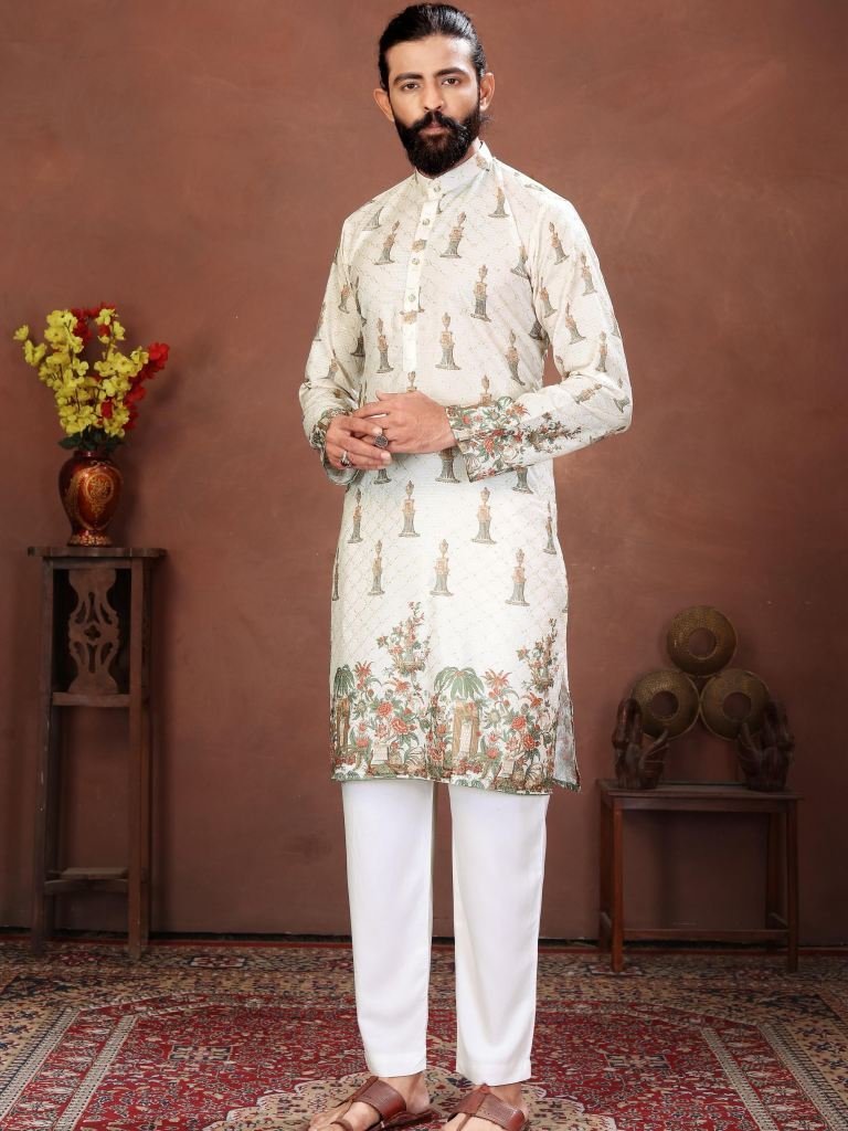 ivory royal vintage printed me 1765275518 1 Ivory Royal Vintage Printed Men s Kurta