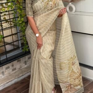 Jacquard Printed Tissue Silk Saree